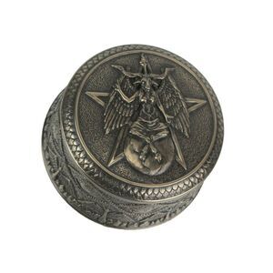 Baphomet With Pentagram Bronze Finished Round Trinket Box Wicca Pagan